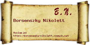 Borsenszky Nikolett névjegykártya